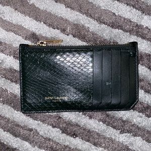 Saint Laurent Green Snakeskin Cardholder